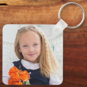 Chic Teal Photo Collage Personalized Schlüsselanhänger (Rückseite)