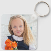 Chic Teal Photo Collage Personalized Schlüsselanhänger (Rückseite)