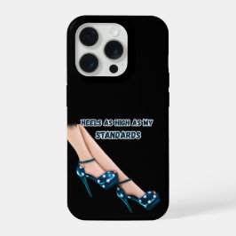 Chic Teal Polka Dot High Heels & Quote iPhone Case 15 Pro Hülle