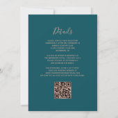 Chic Teal Rose Gold Agate QR Code Wedding Einladung (Rückseite)