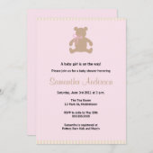 Chic Teddy Bear Baby Showeinladung - Mädchen Einladung (Vorne/Hinten)