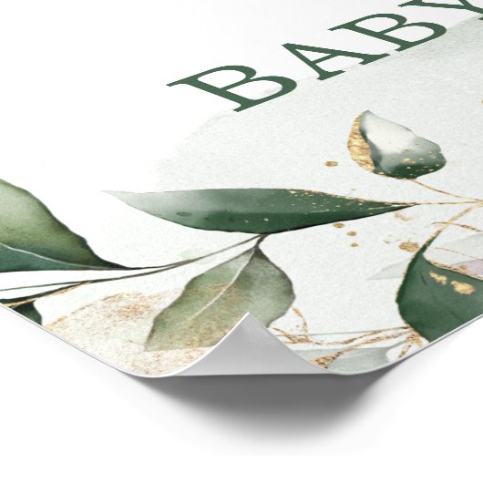 Chic Teddy Bear Greenerity Gold Wreath Welcome Bab Poster (Ecke)