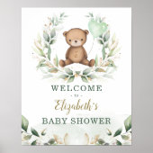 Chic Teddy Bear Greenerity Gold Wreath Welcome Bab Poster (Vorne)