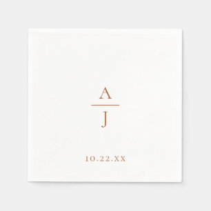 Chic Terra Cotta Monogram Wedding Napkins Serviette