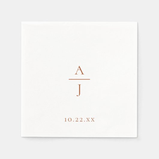 Chic Terra Cotta Monogram Wedding Napkins Serviette (Vorderseite)