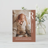 Chic Terracotta Baby Photo Birth Announcement Ankündigung (Stehend Vorderseite)