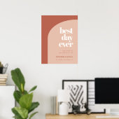 Chic terracotta Best Day Ever Wedding Willkommen Poster (Heimbüro)