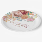 Chic Terracotta & Blush Watercolor Baby Shower  Pappteller (Schrägansicht)