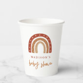 Chic Terracotta Boho Rainbow Baby Dusche Pappbecher (Vorderseite)