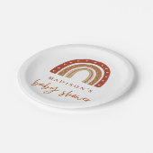 Chic Terracotta Boho Rainbow Baby Dusche Pappteller (Schrägansicht)
