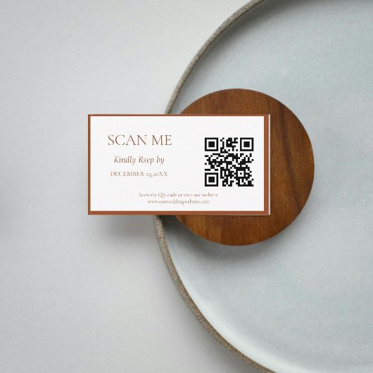 Chic Terracotta Hochzeit mit botanischem Wappen Begleitkarte