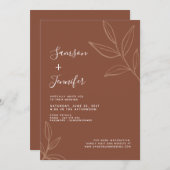 Chic Terracotta mit Blätter Boho Virtual Wedding Einladung (Vorne/Hinten)