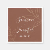 Chic Terracotta mit Blätter Hochzeit Serviette (Vorderseite)