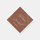 Chic Terracotta mit Blätter Hochzeit Serviette (Ecke)