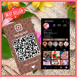 Chic Terracotta Nagelstudio Instagram QR Visitenkarte
