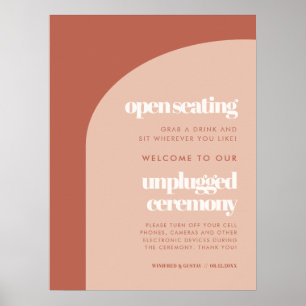 Chic terracotta Offene Sitzplätze Unplugged Zeremo Poster