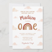 Chic Terracotta Rainbow Erster Geburtstag Einladung (Vorderseite)