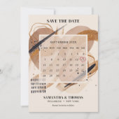 Chic Terracotta Rose Gold Glitzer Pinsel Kalender Save The Date (Vorderseite)