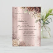 Chic Terracotta Rose Rose Gold Bat Mitzvah Einladung (Stehend Vorderseite)