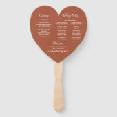 Chic Terracotta Script Wedding Program Heart Fächer (Rückseite)