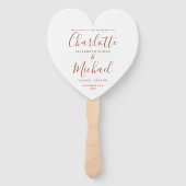 Chic Terracotta Script Wedding Program Heart Fächer (Vorderseite)