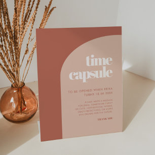 Chic terracotta Time Kapsel 1. Geburtstag Zeichen Sockelschild