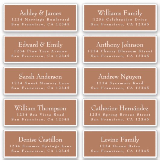 Chic TerraCotta Wedding Guest Address Labels (Vorderseite)