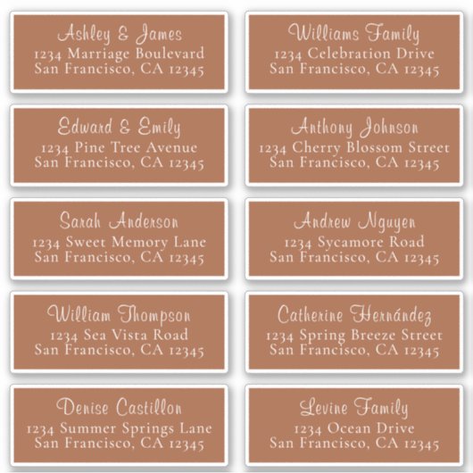 Chic TerraCotta Wedding Guest Address Labels (Vorderseite)