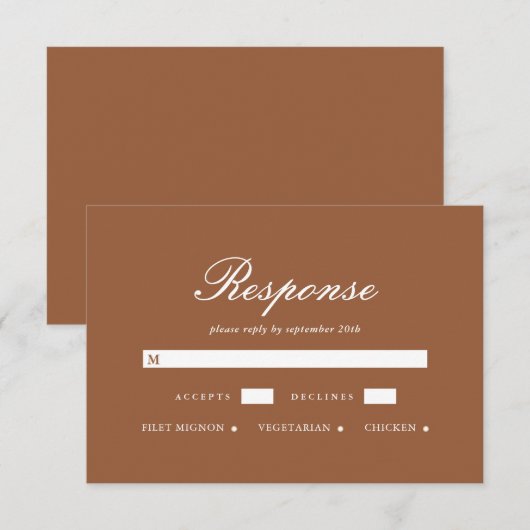 Chic Terracotta Wedding RSVP Card Karte (Vorne/Hinten)