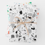 Chic Terrazzo Black Gray Minimalistisch Stone Geschenkpapier Set (Beispiel)