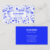 Chic terrazzo elegante Blue White Handmade CUSTOM Visitenkarte (Vorne/Hinten)