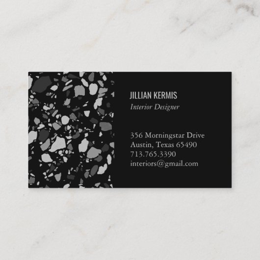 Chic terrazzo elegante Graustufen schwarz grau Visitenkarte (Rückseite)