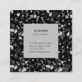 Chic terrazzo elegante Graustufen schwarz Quadratische Visitenkarte (Rückseite)