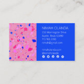 Chic Terrazzo Elegante Handmade Bold Social Icons Visitenkarte (Rückseite)