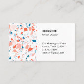 Chic terrazzo elegante Visitenkarte blau pink (Rückseite)