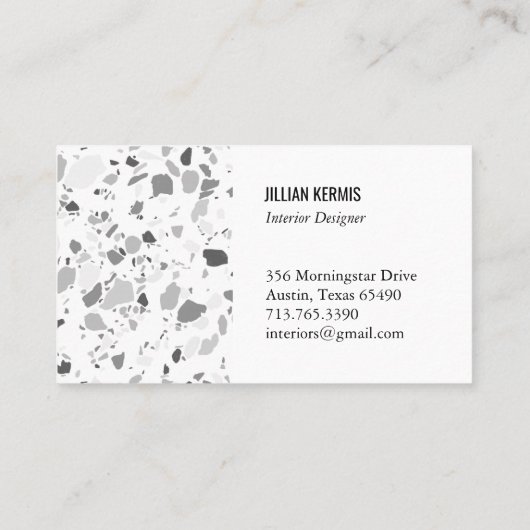 Chic terrazzo elegante Visitenkarte Graustufen (Rückseite)