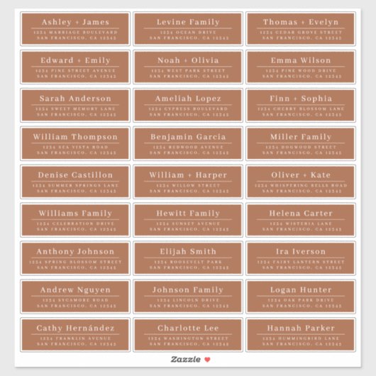 Chic TerrraCotta Wedding Guest Address Labels (Blatt)