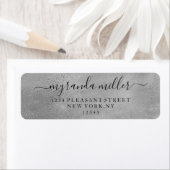 Chic Textured Silver Grau Rücksendeadresse Label (Insitu)