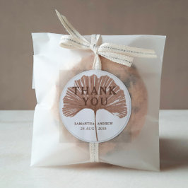 Chic Thank You Terracotta Ginkgo Wedding Favor Runder Aufkleber