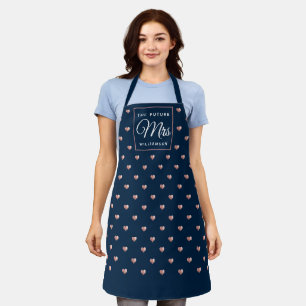 Chic THE KÜNFTIGE MRS Rose Gold Hearts Navy Blue Schürze