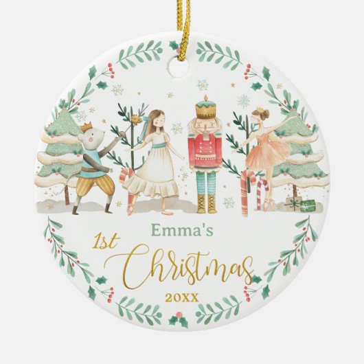 Chic The Nutcracker Ballet Baby 1. Weihnachten Keramik Ornament (Vorne)