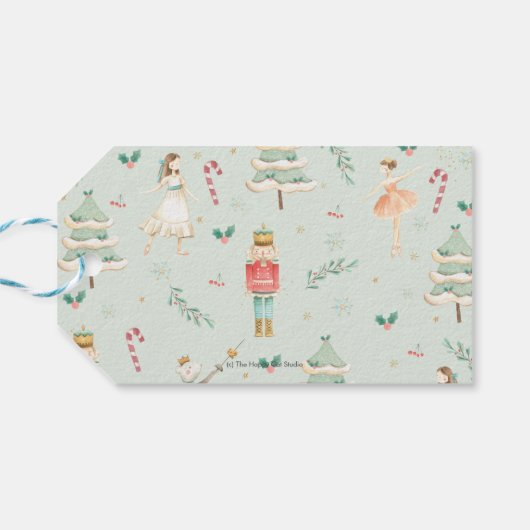 Chic The Nutcracker Ballet Frohe Weihnachts Gold Geschenkanhänger (Rückseite Horizontal)