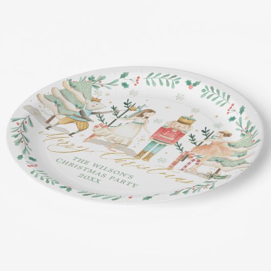 Chic The Nutcracker Ballet Frohe Weihnachts-Party Pappteller (Schrägansicht)