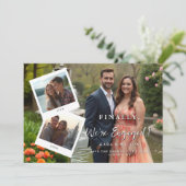 Chic Then & Now Timeline Romantic Couple 4-Photo Save The Date (Stehend Vorderseite)