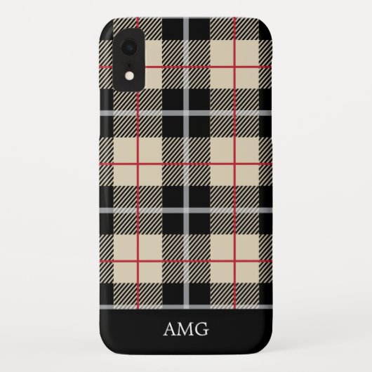 Chic-Thompson-Kameltartan-kariertes Monogramm Case-Mate iPhone Hülle (Rückseite)