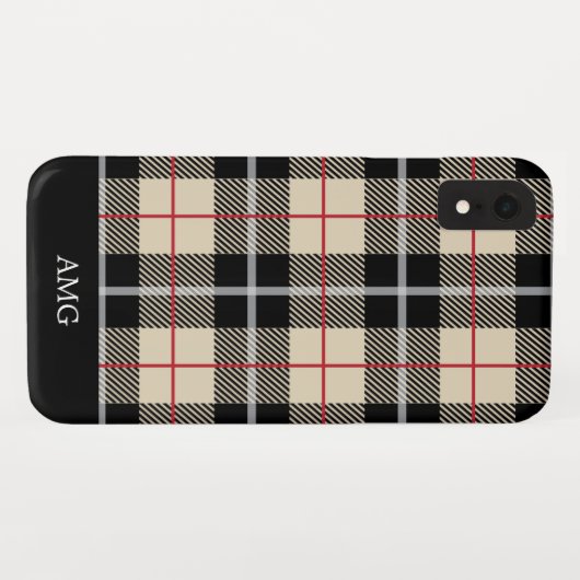 Chic-Thompson-Kameltartan-kariertes Monogramm Case-Mate iPhone Hülle (Rückseite (Horizontal))