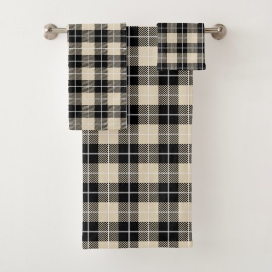 Chic-Thompson-Kameltartan-kariertes Muster Badhandtuch Set (Insitu)