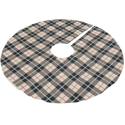 Chic-Thompson-Kameltartan-kariertes Muster Polyester Weihnachtsbaumdecke (Schrägansicht)