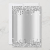 Chic Tiara, Silver Glitzer Drops Quinceañera Einladung (Rückseite)