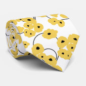 CHIC TIE_MODERN GELBE U. SCHWARZE MOHNBLUMEN KRAWATTE (Gerollt)
